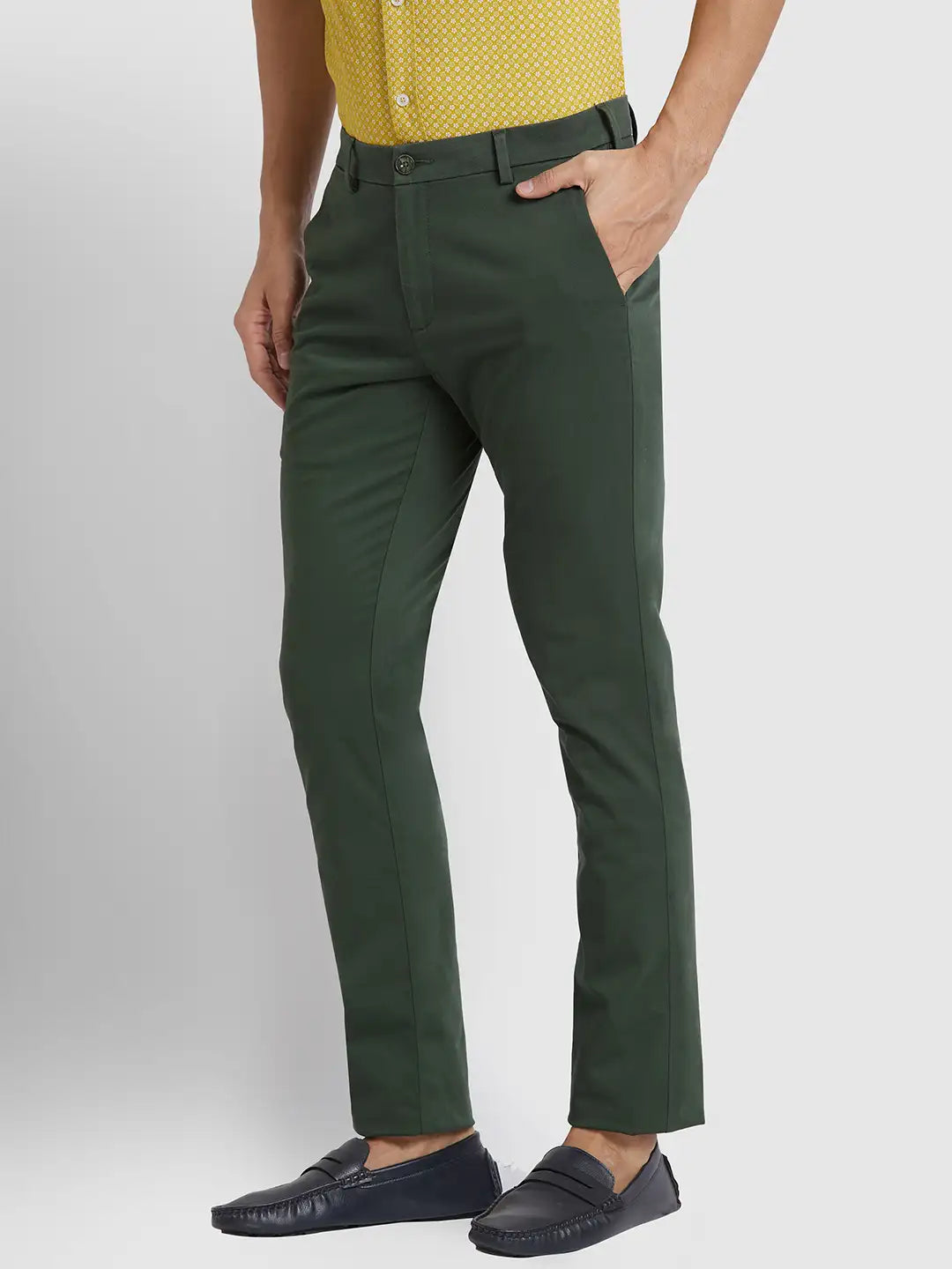 Men Super Slim Fit Flat Front Grey Trouser