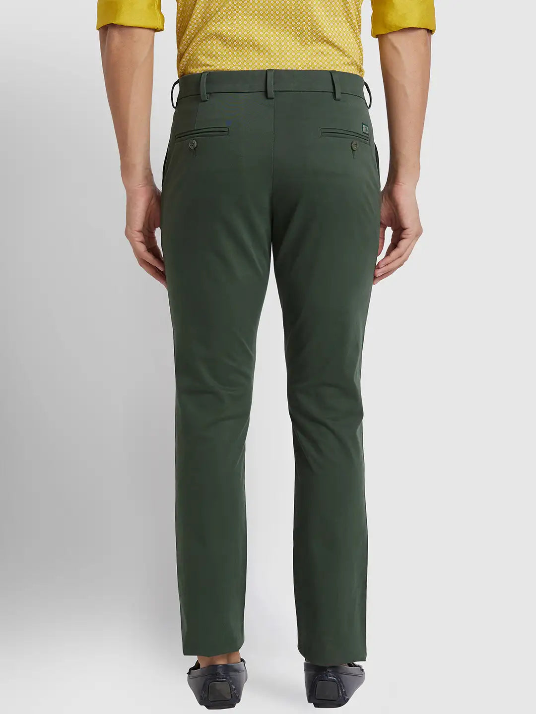 Men Super Slim Fit Flat Front Grey Trouser