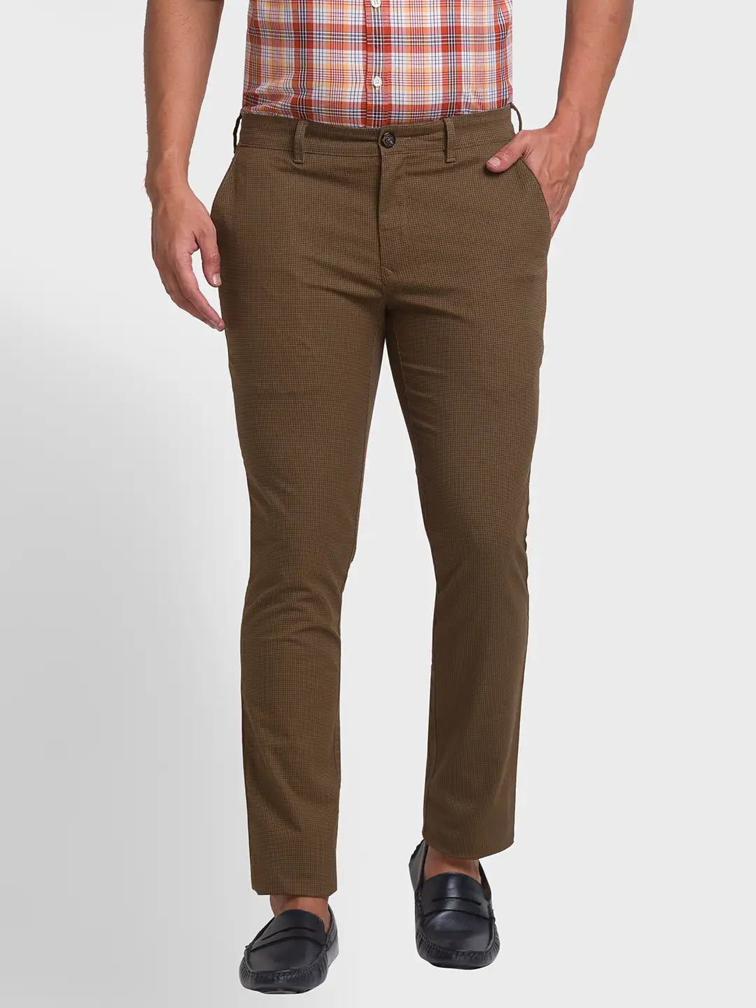 Men Regular Fit Navy Trouser