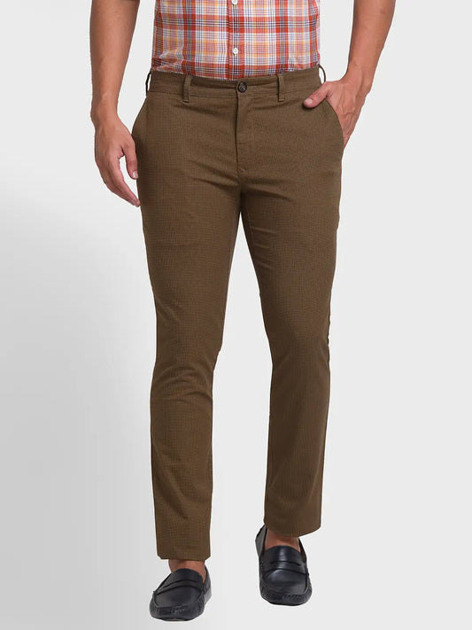 Men Regular Fit Navy Trouser