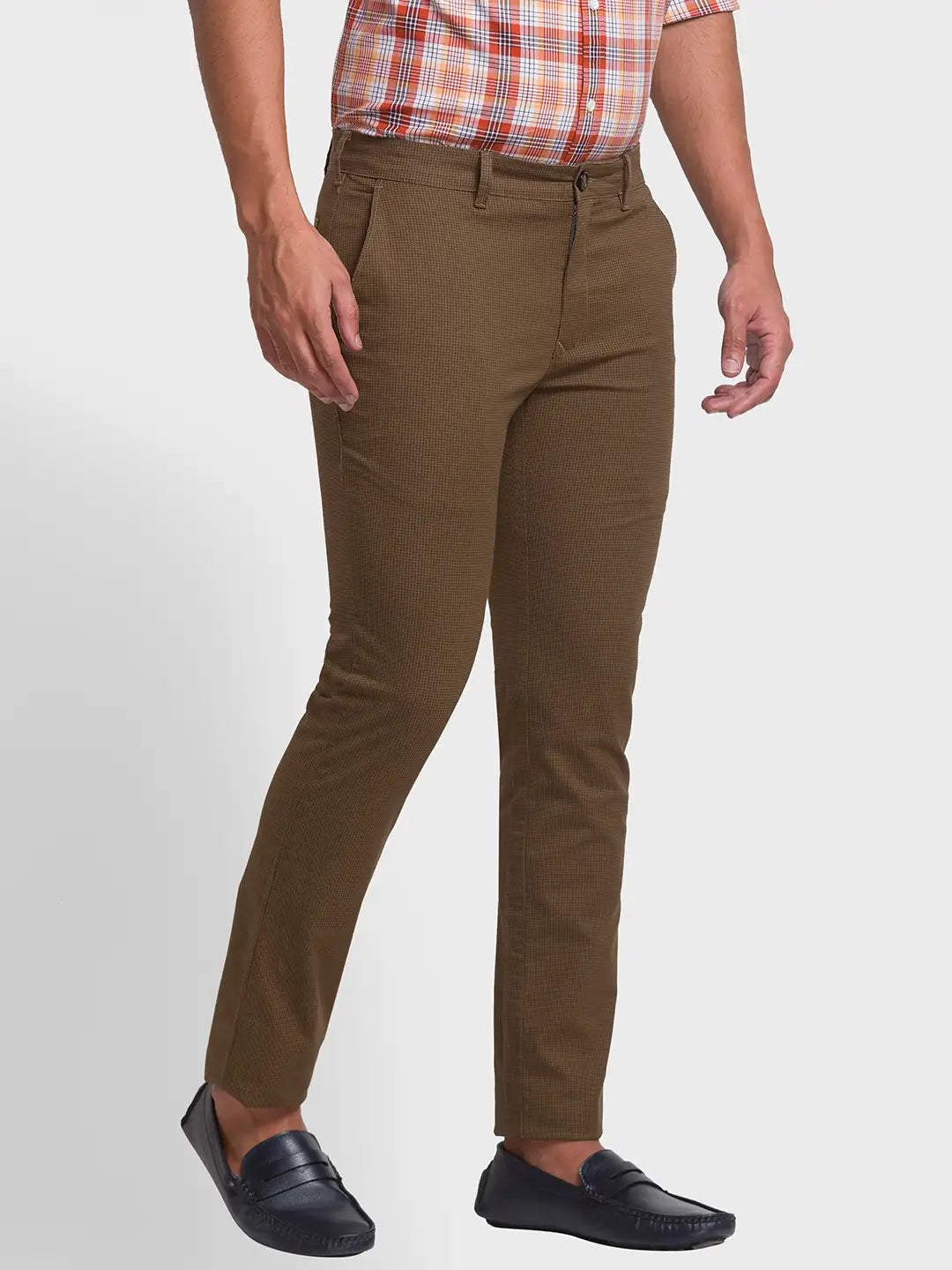 Men Regular Fit Navy Trouser