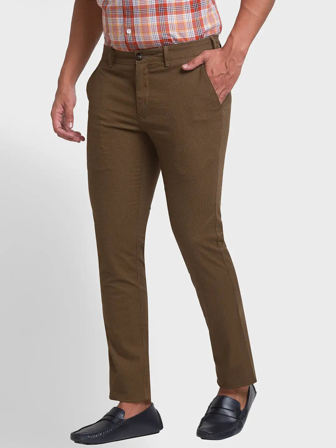 Men Regular Fit Navy Trouser