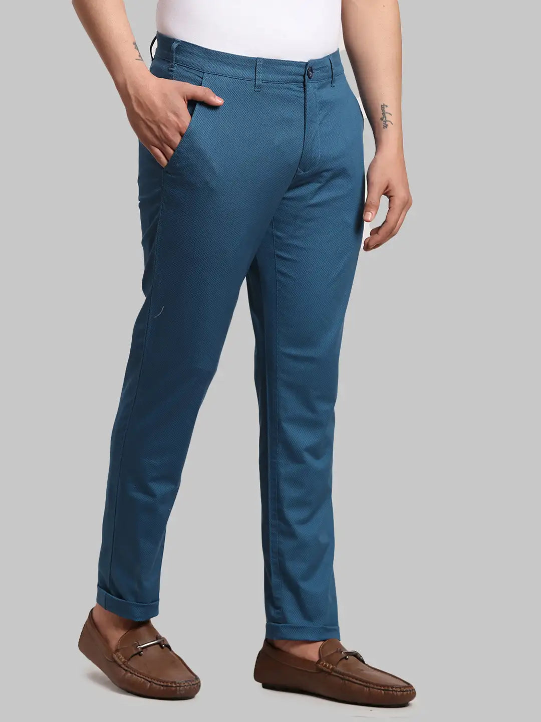 Men Regular Fit Medium Green Trouser