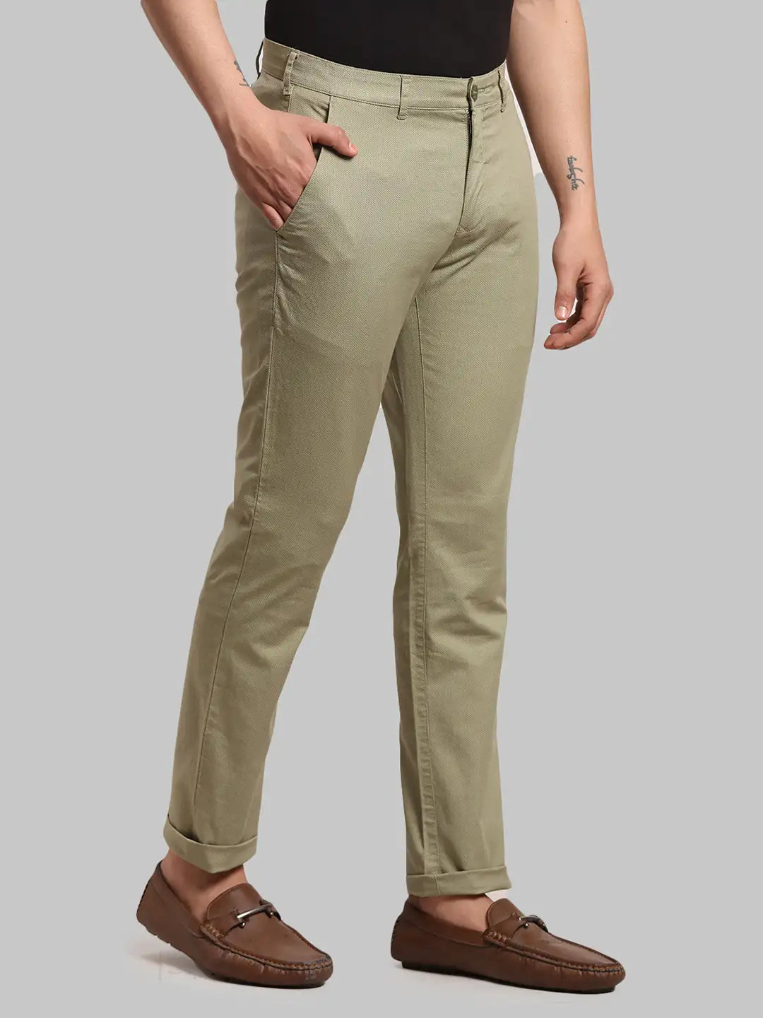 Men Regular Fit Navy Trouser
