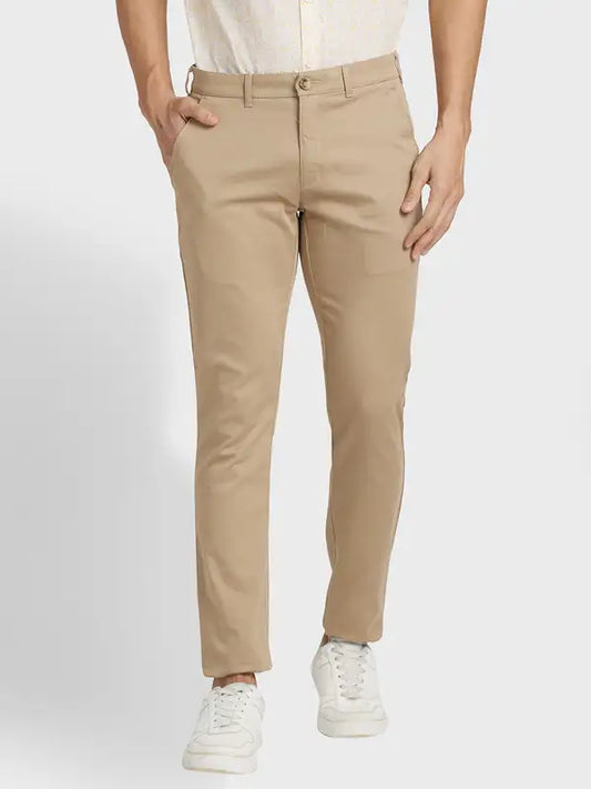 Men Regular Fit Light Khaki Chinos