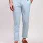Colorplus Men Navy Solid Piece Dyed Nuvo Fit Cotton Blend Trousers