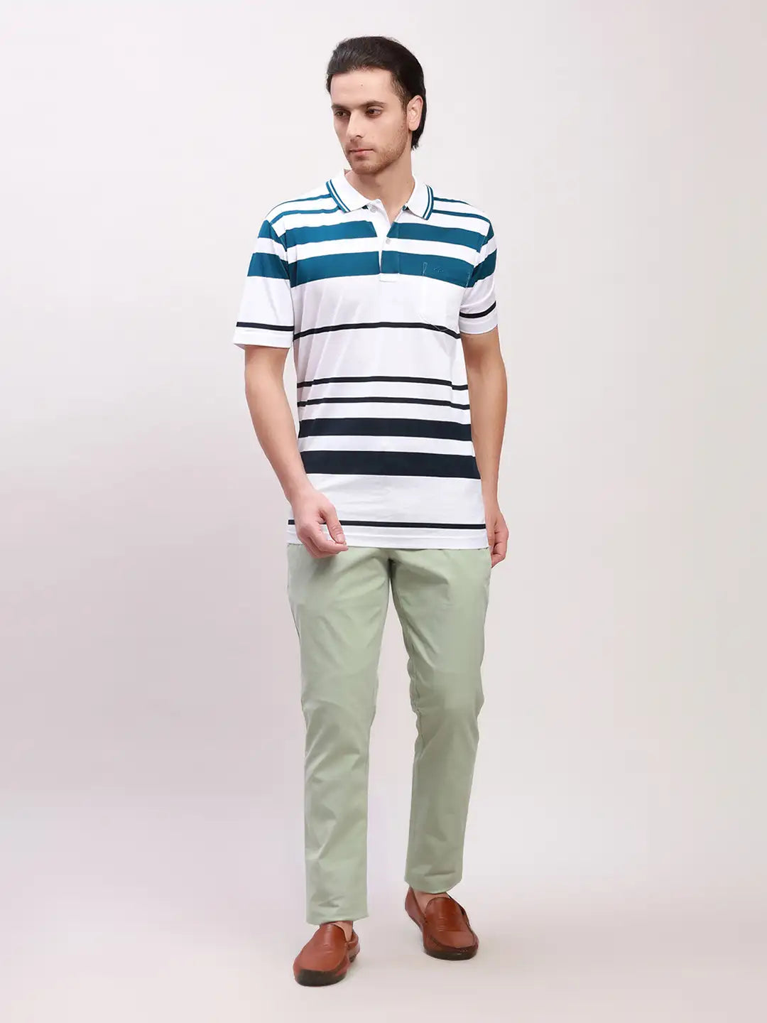 Park Avenue Men Blue Print Slim Fit Cotton Blend Crew Neck Sweatshirt