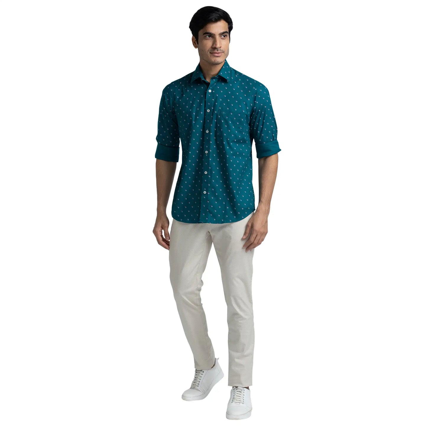 Men Regular Fit Green Chinos