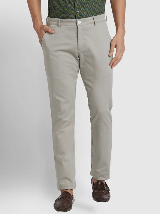 Men Super Slim Fit Flat Front Green Trouser