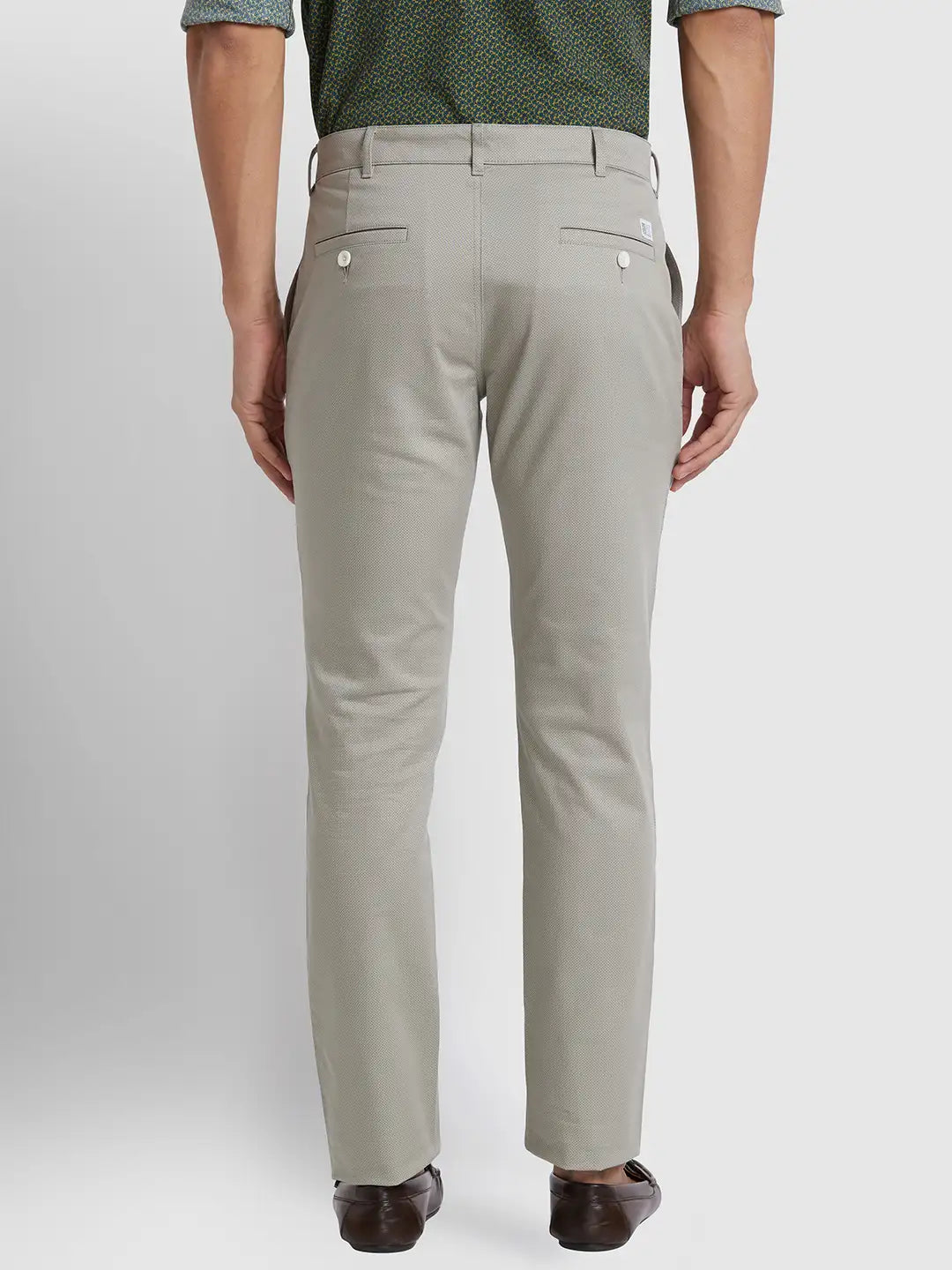 Men Super Slim Fit Flat Front Green Trouser