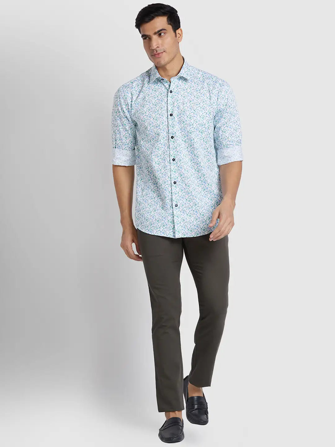 Men Regular Fit Blue Trouser
