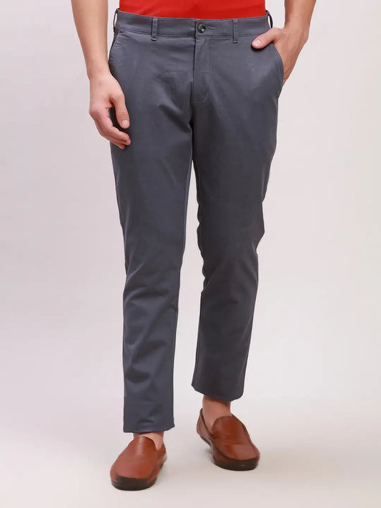 Colorplus Men Green Solid Piece Dyed Tailored Fit Cotton Blend Trousers