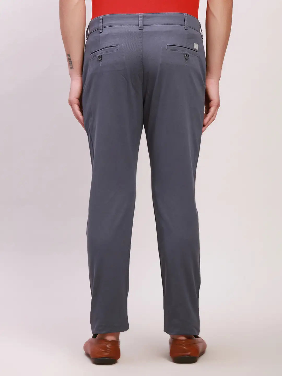 Colorplus Men Green Solid Piece Dyed Tailored Fit Cotton Blend Trousers