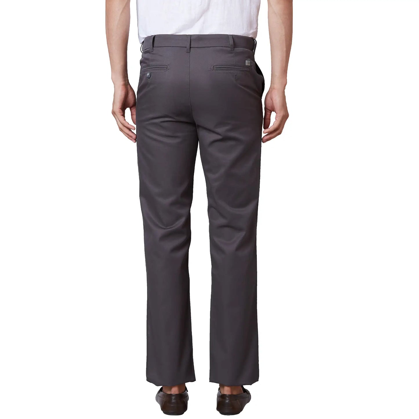 Men Navy Tailored Fit Plain Cotton Trouser