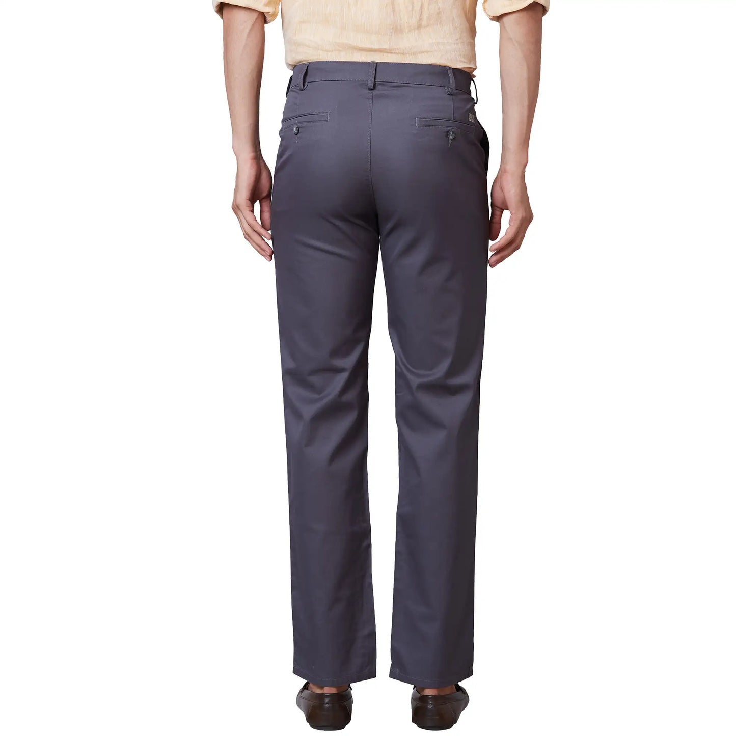 Men Black Tailored Fit Plain Cotton Trouser