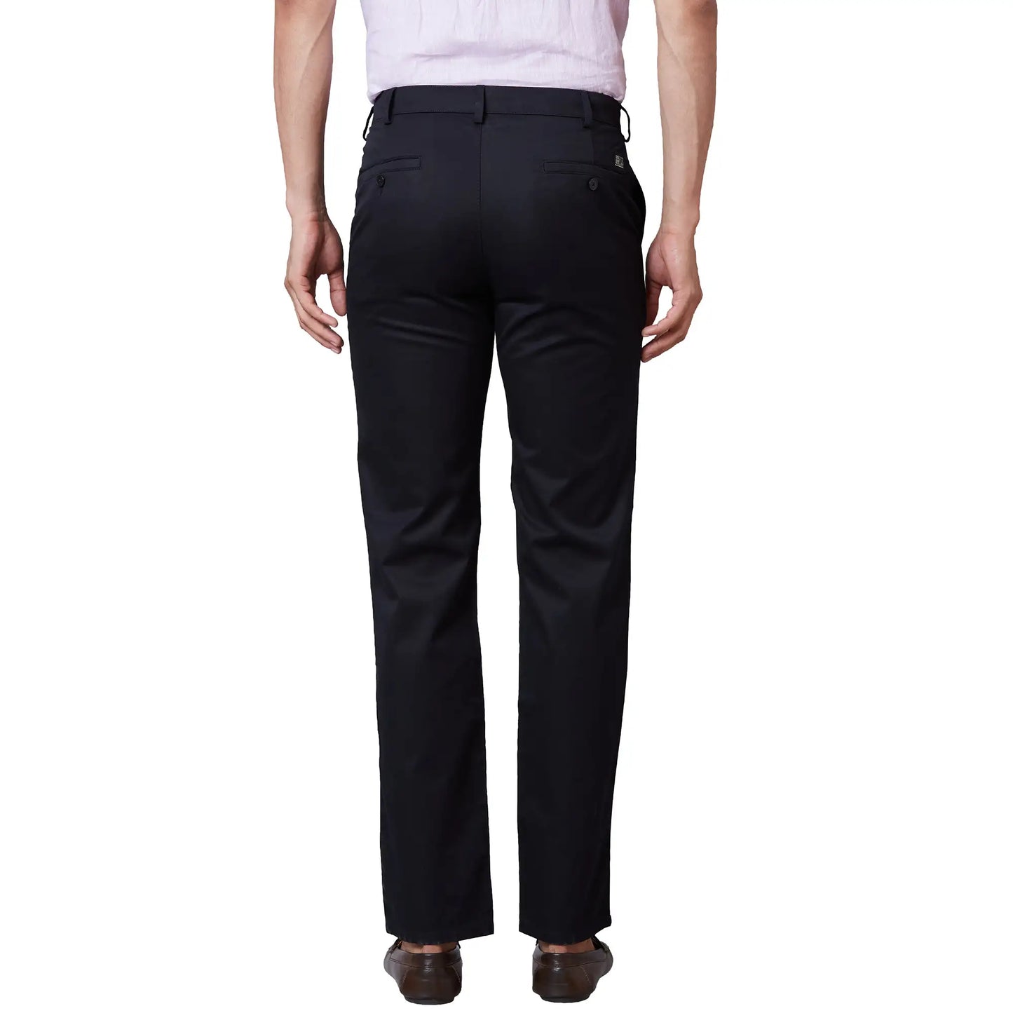 Men Brown Tailored Fit Plain Cotton Trouser