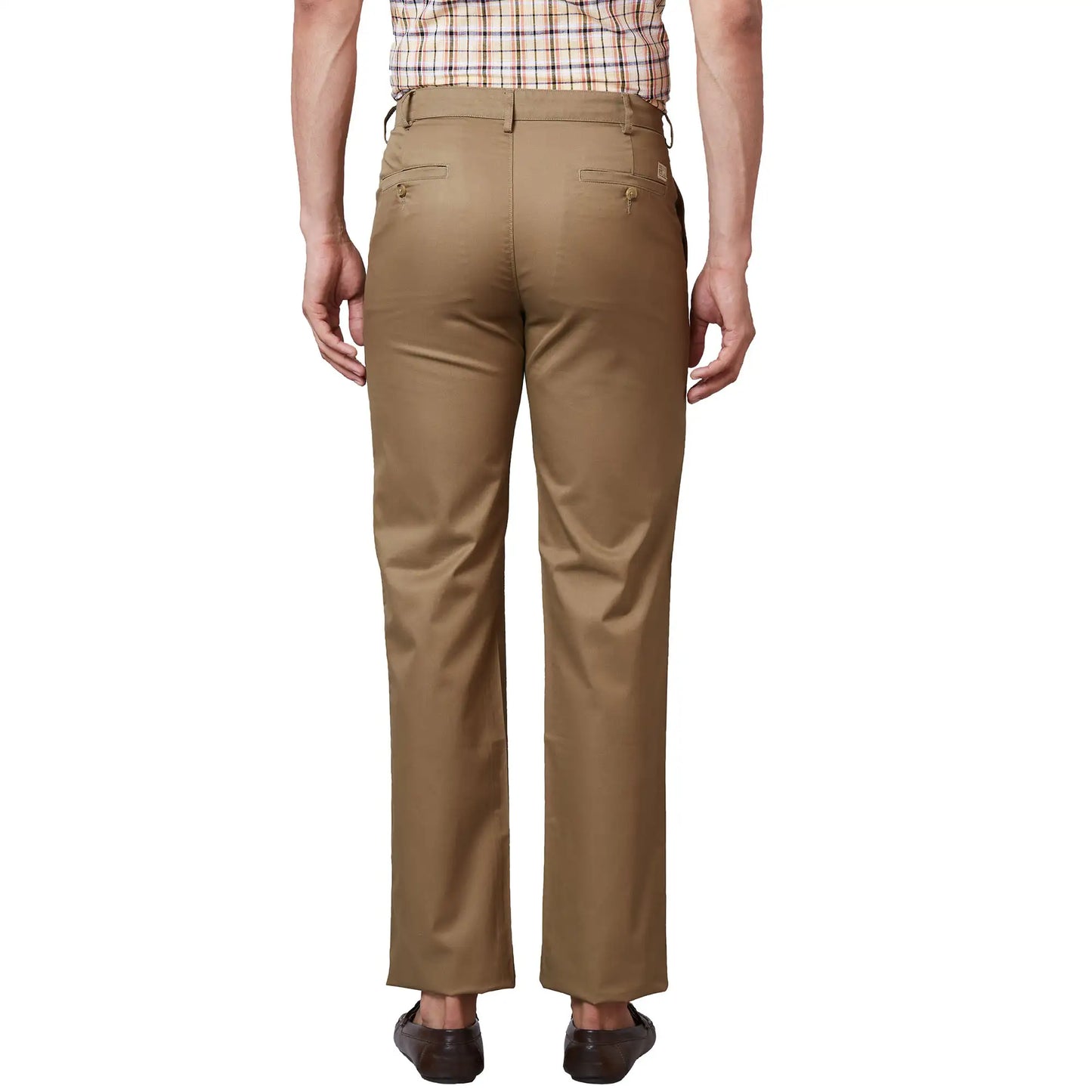Men Brown Tailored Fit Yarn Dyed Polyester Blend Trouser