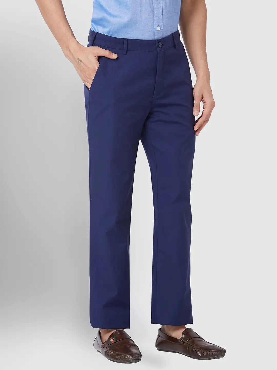 Men Tailored Fit Brown Trouser