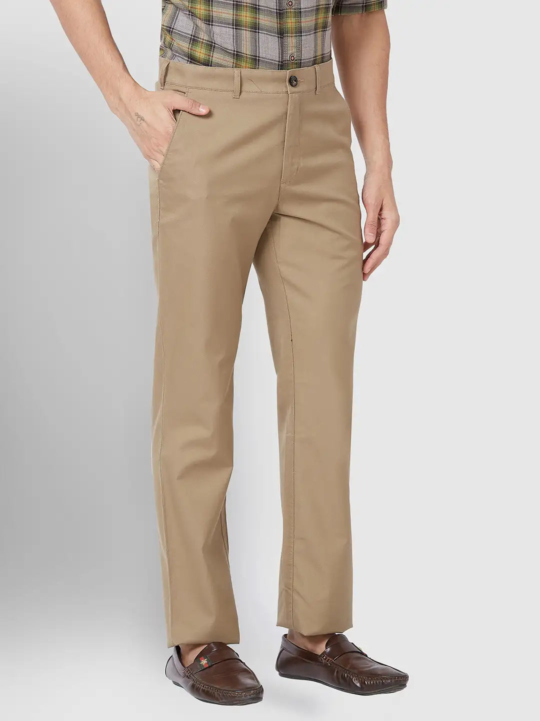 Men Tailored Fit Khaki Trouser