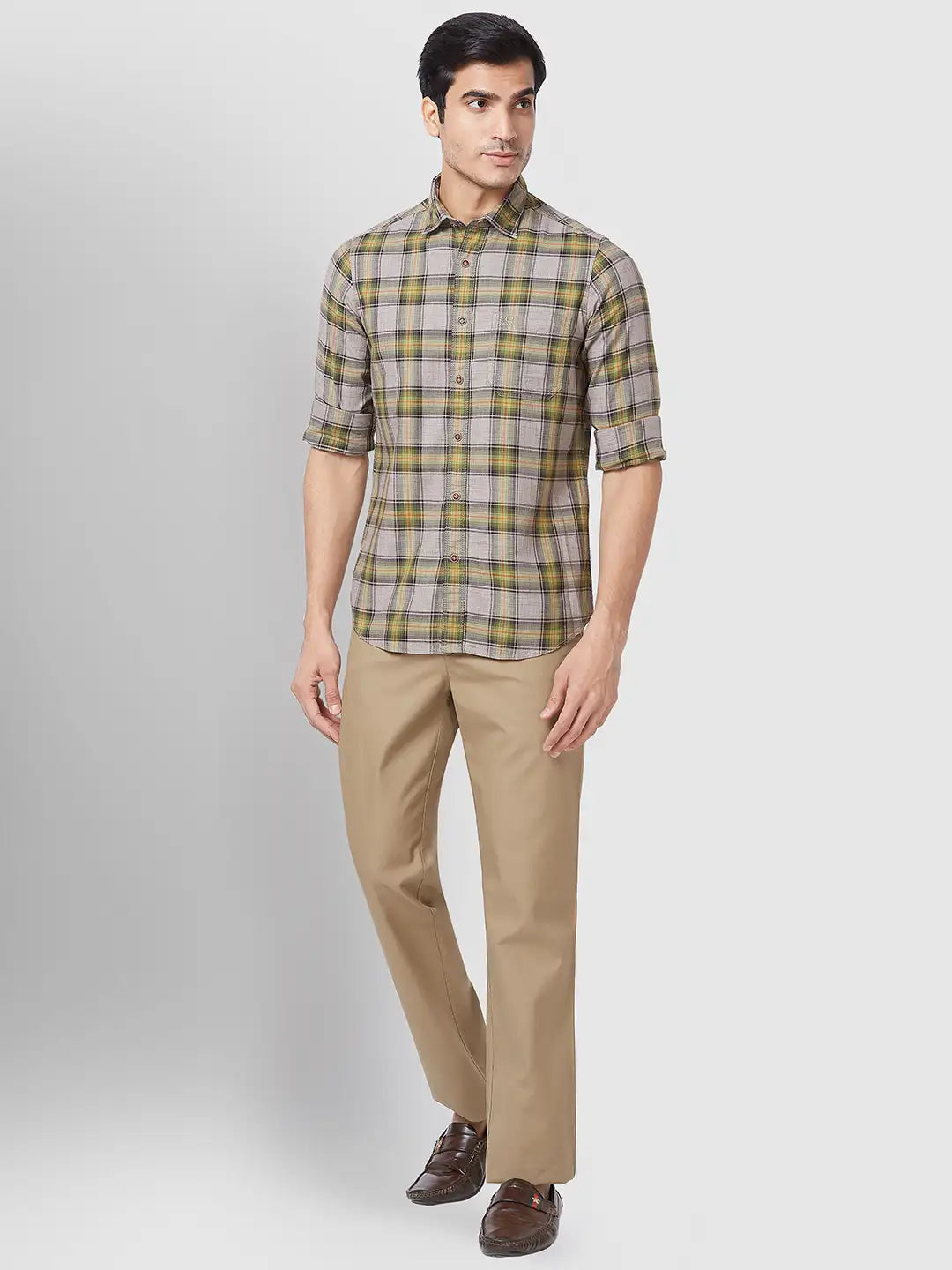 Men Tailored Fit Khaki Trouser