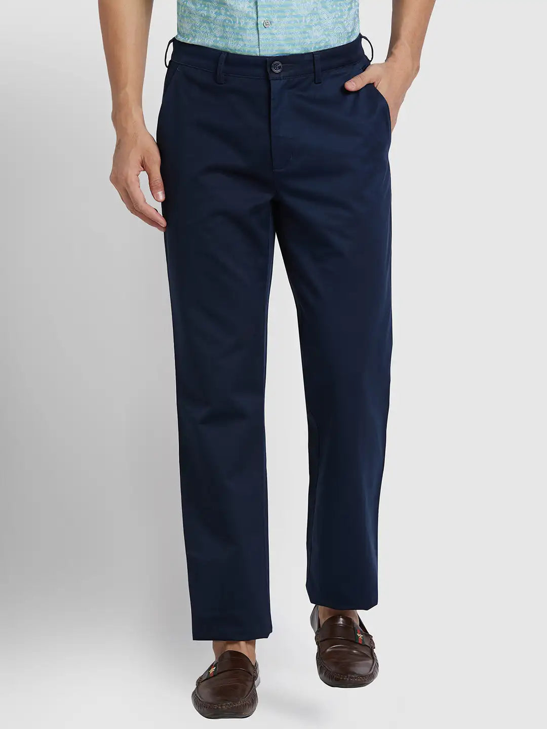 Men Regular Fit Khaki Trouser