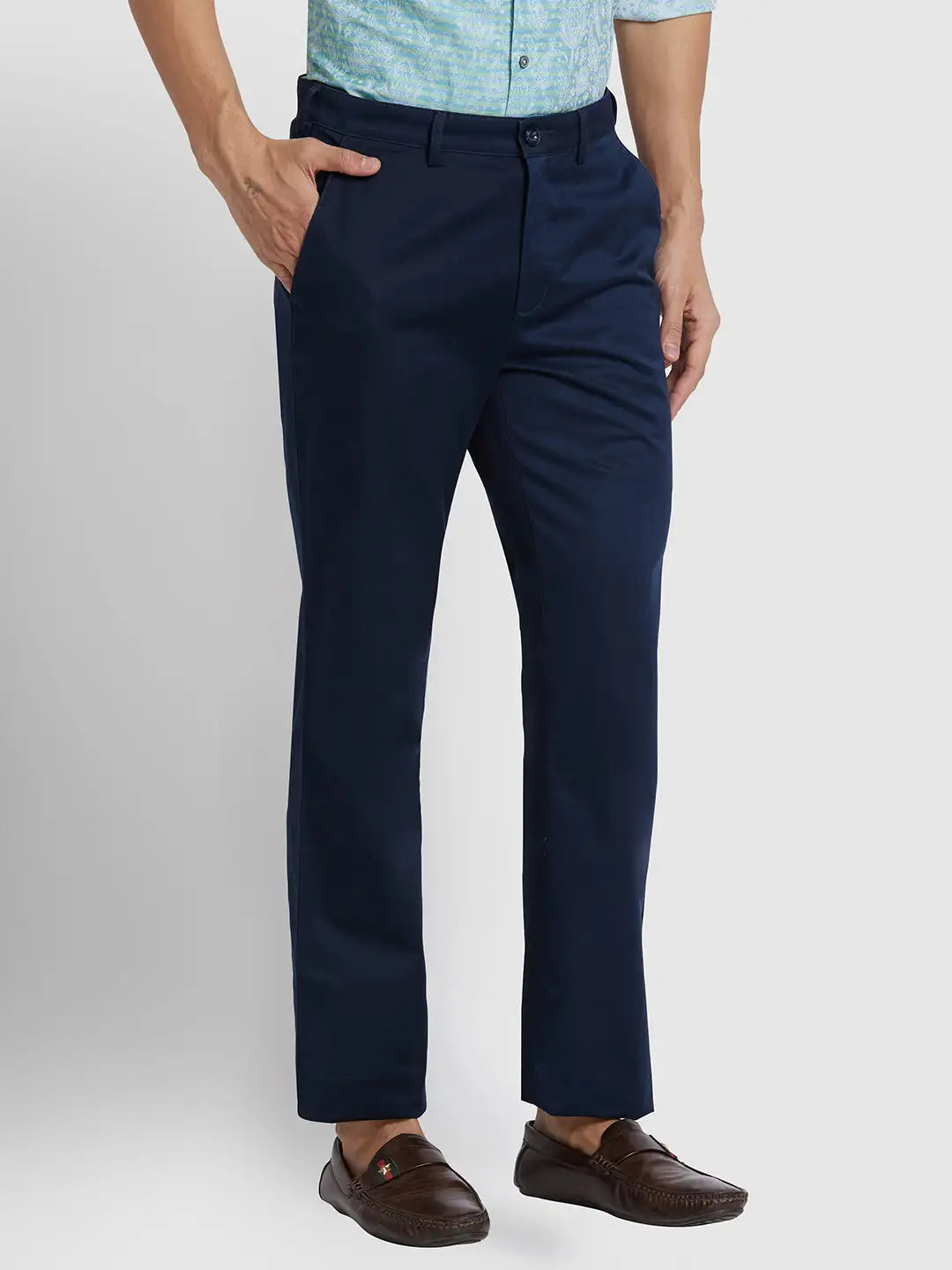 Men Regular Fit Khaki Trouser
