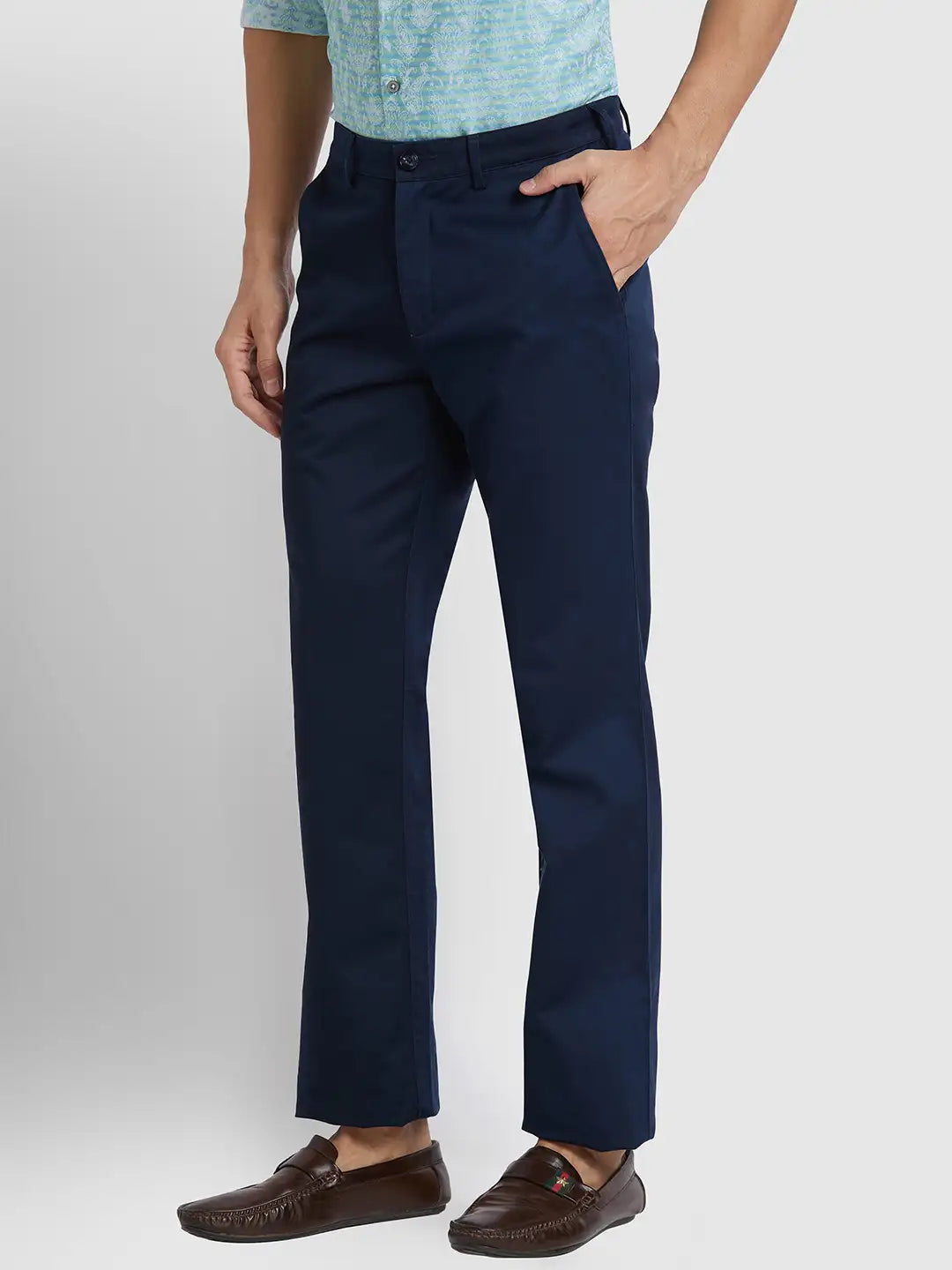 Men Regular Fit Khaki Trouser