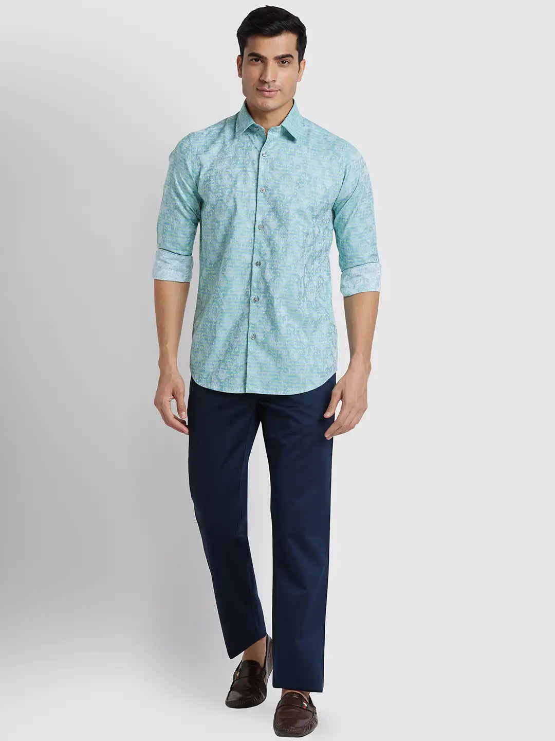 Men Regular Fit Khaki Trouser