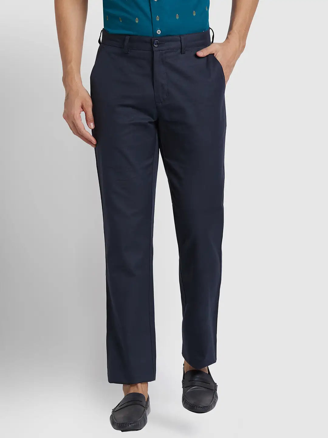 Men Regular Fit Grey Trouser