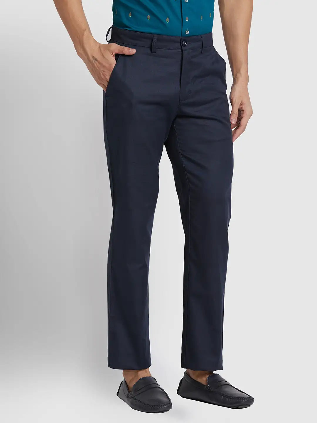 Men Regular Fit Grey Trouser
