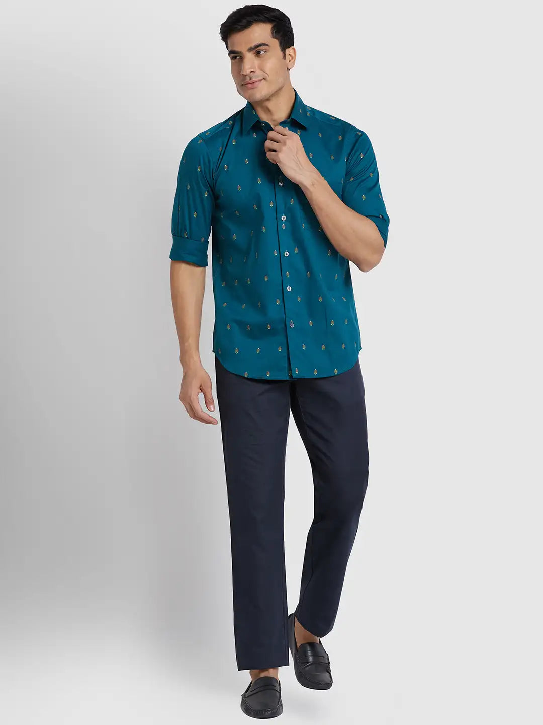 Men Regular Fit Grey Trouser