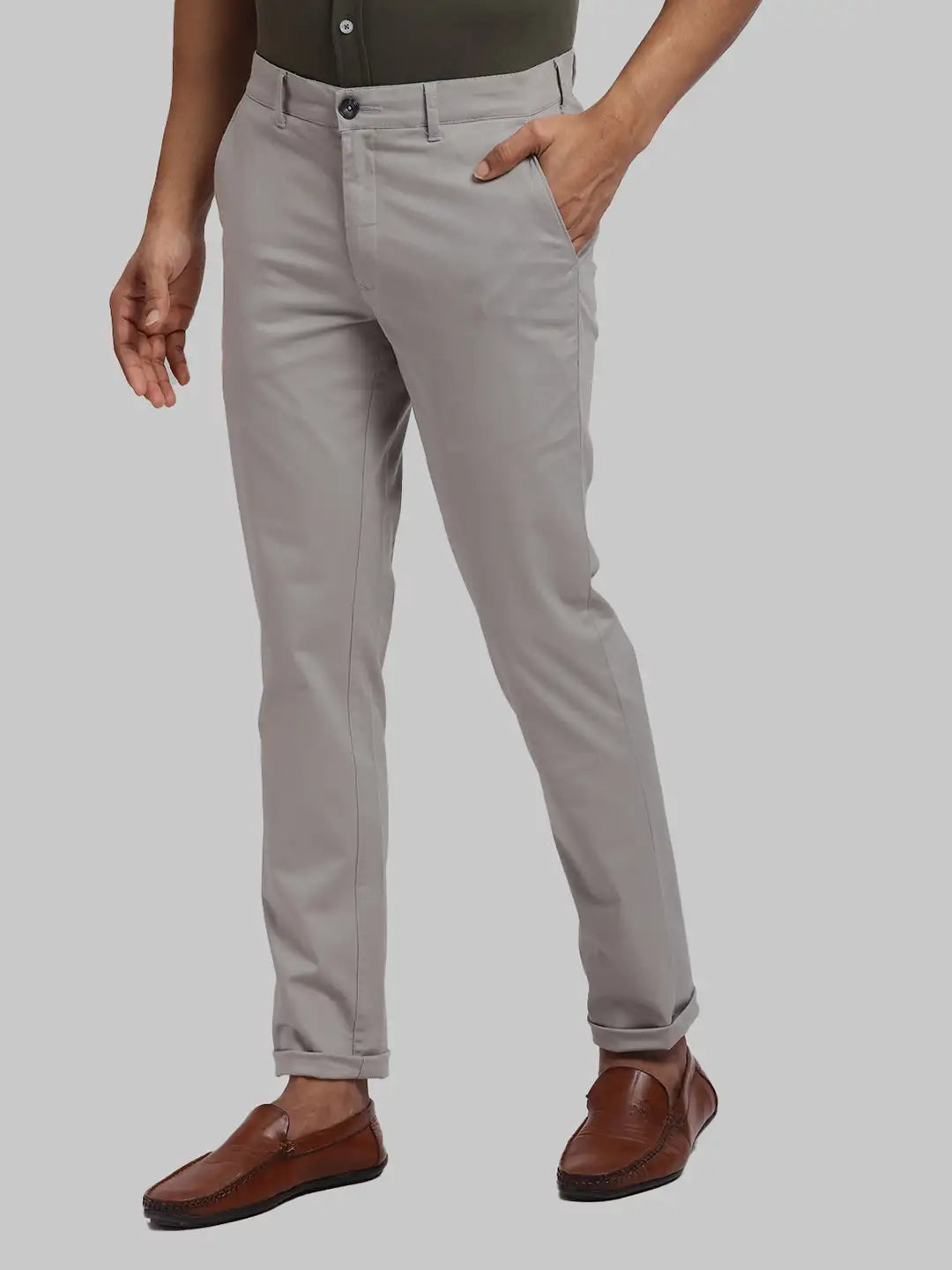 ColorPlus Regular Fit Solid Medium Khaki Trouser