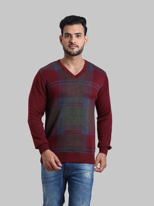 Men Tailored Fit Navy Sweater