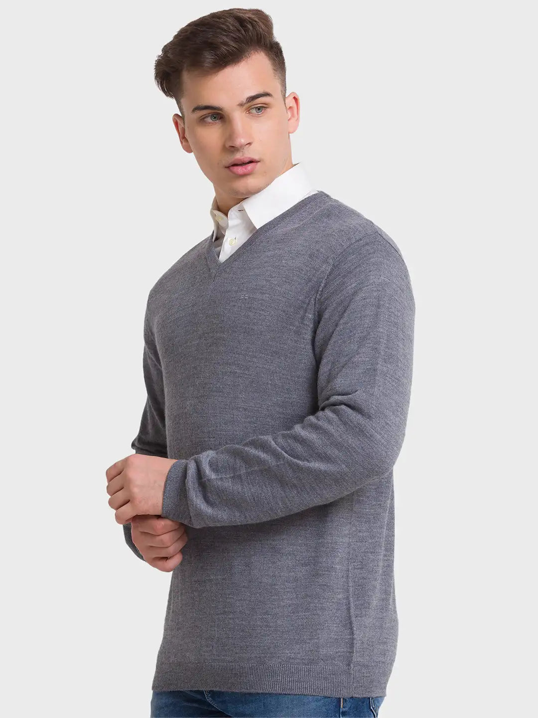 Men Tailored Fit Green Sweater