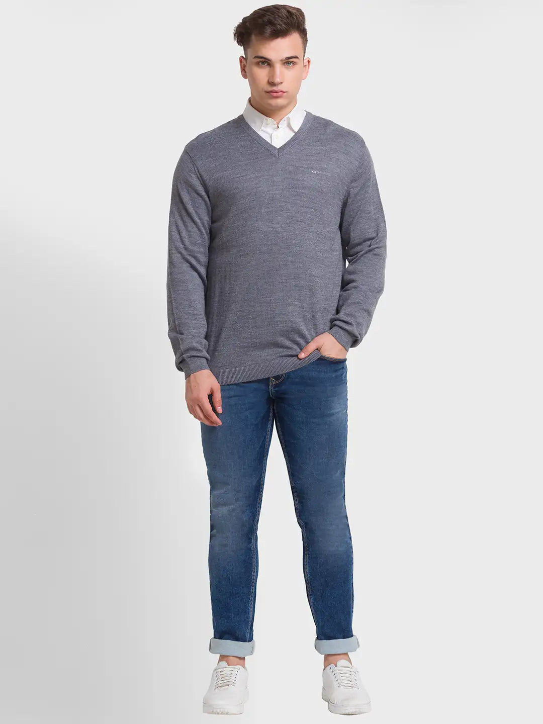 Men Tailored Fit Green Sweater