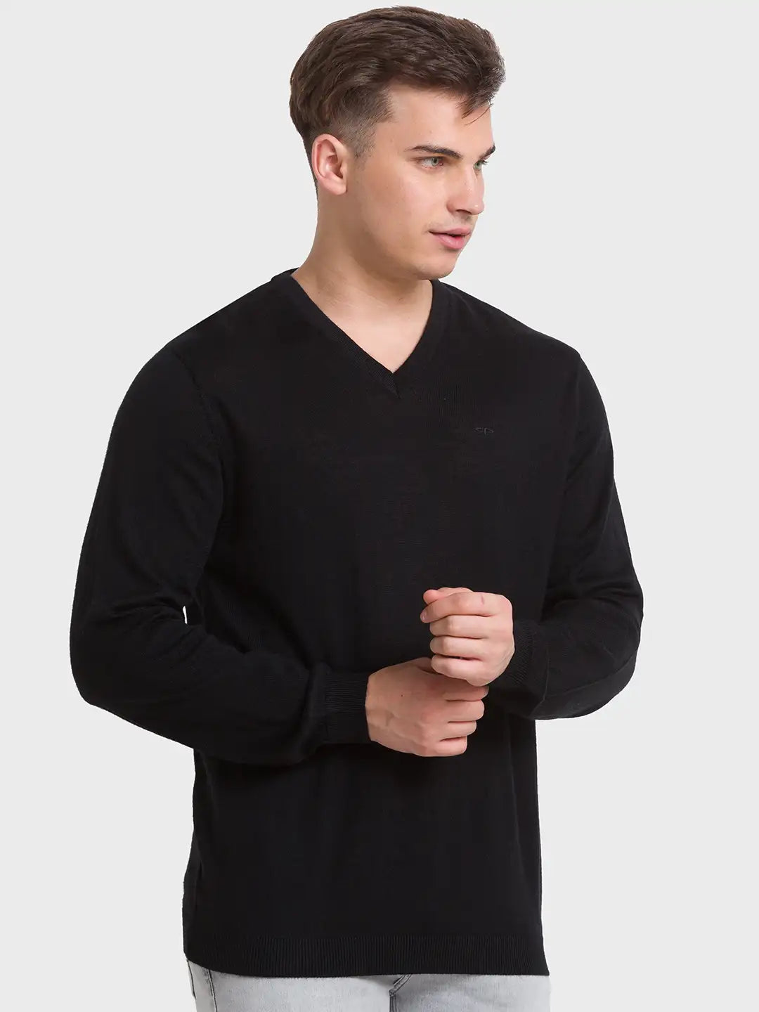 ColorPlus Men Brown Solid Classic Wool Blend Sleeveless Sweaters