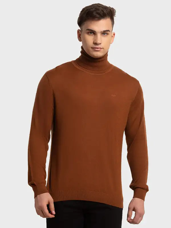 Men Tailored Fit Violet Sweater