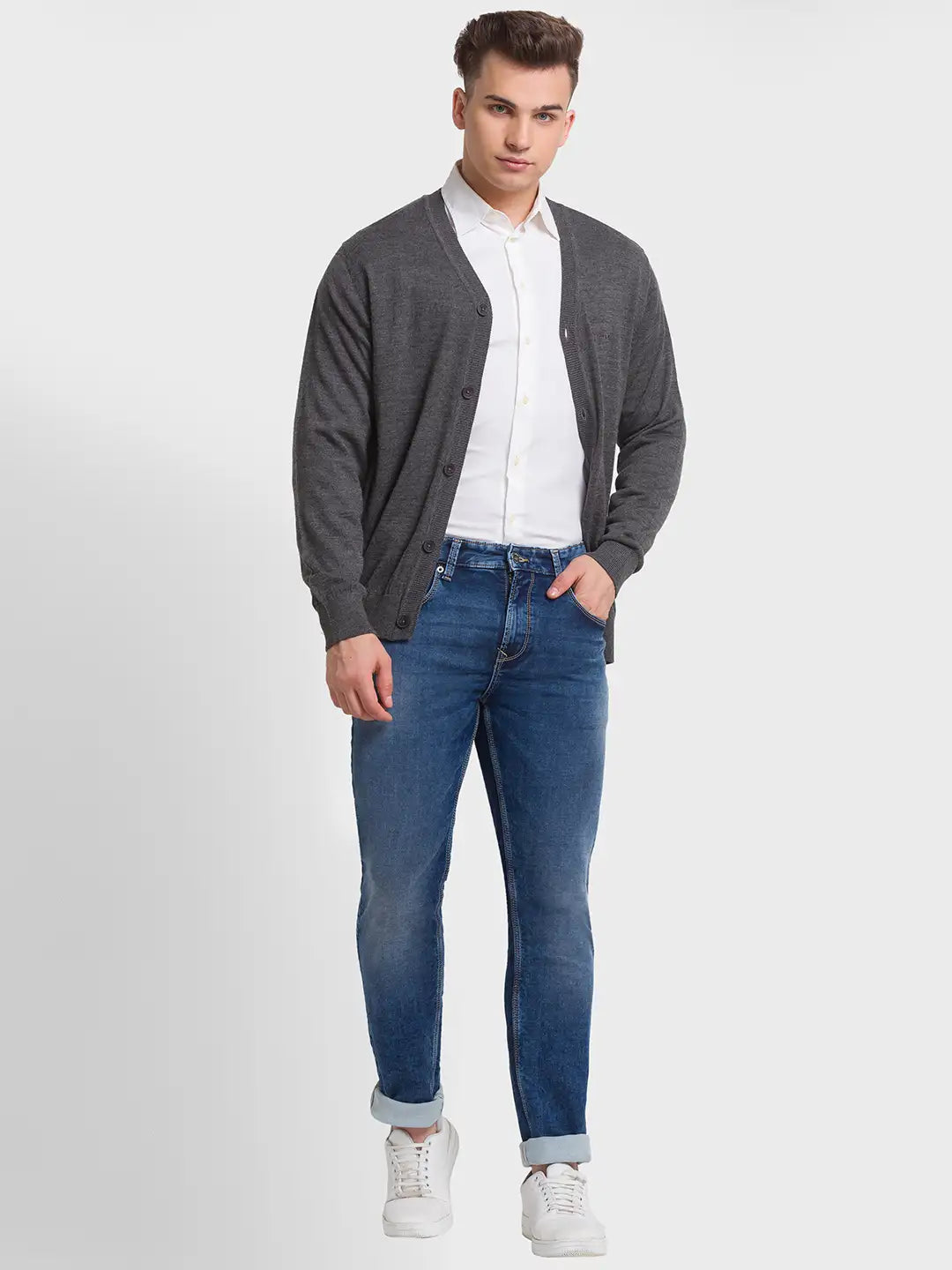 Men Tailored Fit Black Sweater