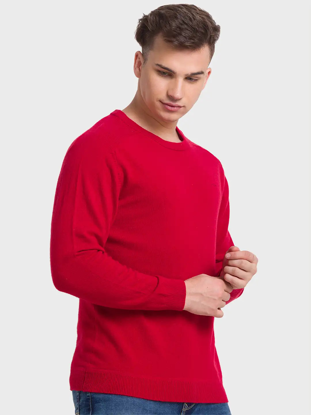 Men Tailored Fit Blue Sweater