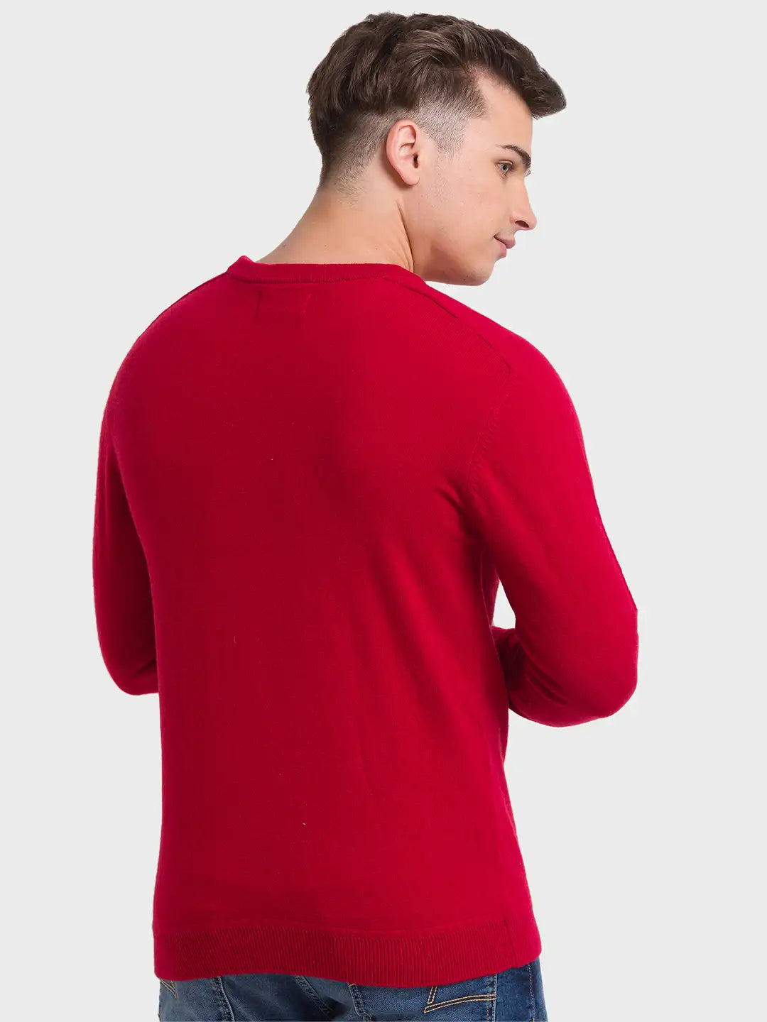 Men Tailored Fit Blue Sweater