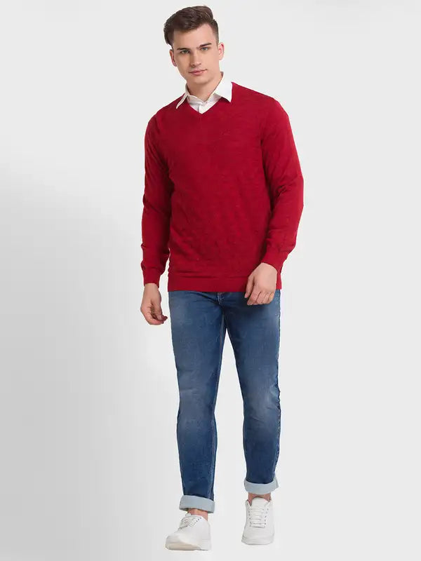 Men Tailored Fit Blue Sweater