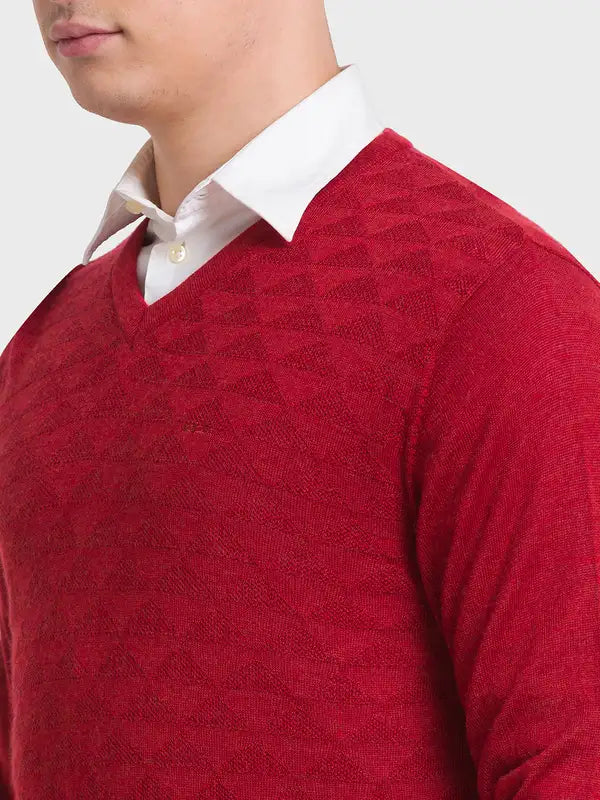 Men Tailored Fit Blue Sweater
