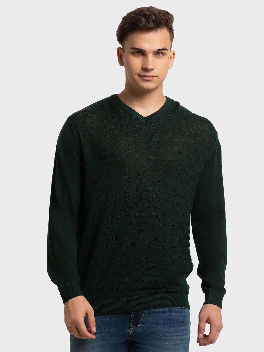 Men Tailored Fit Black Sweater
