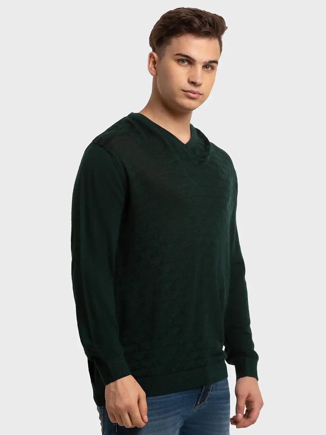 Men Tailored Fit Black Sweater