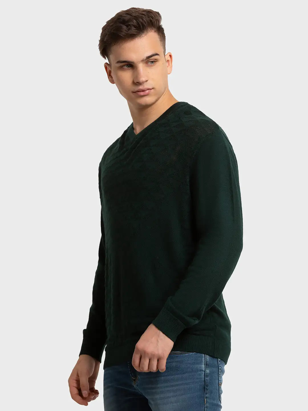 Men Tailored Fit Black Sweater