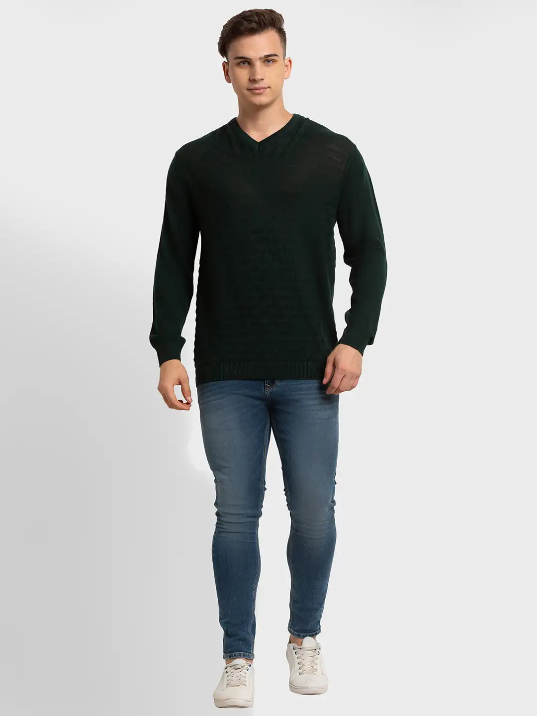 Men Tailored Fit Black Sweater