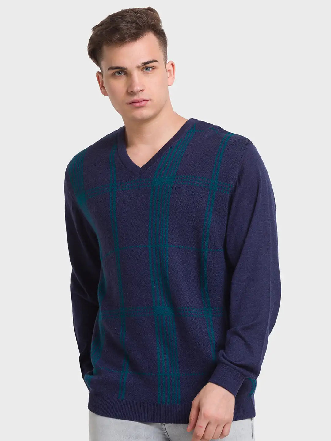 Men Tailored Fit Orange Sweater