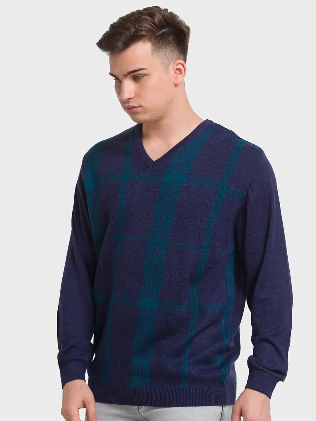 Men Tailored Fit Orange Sweater