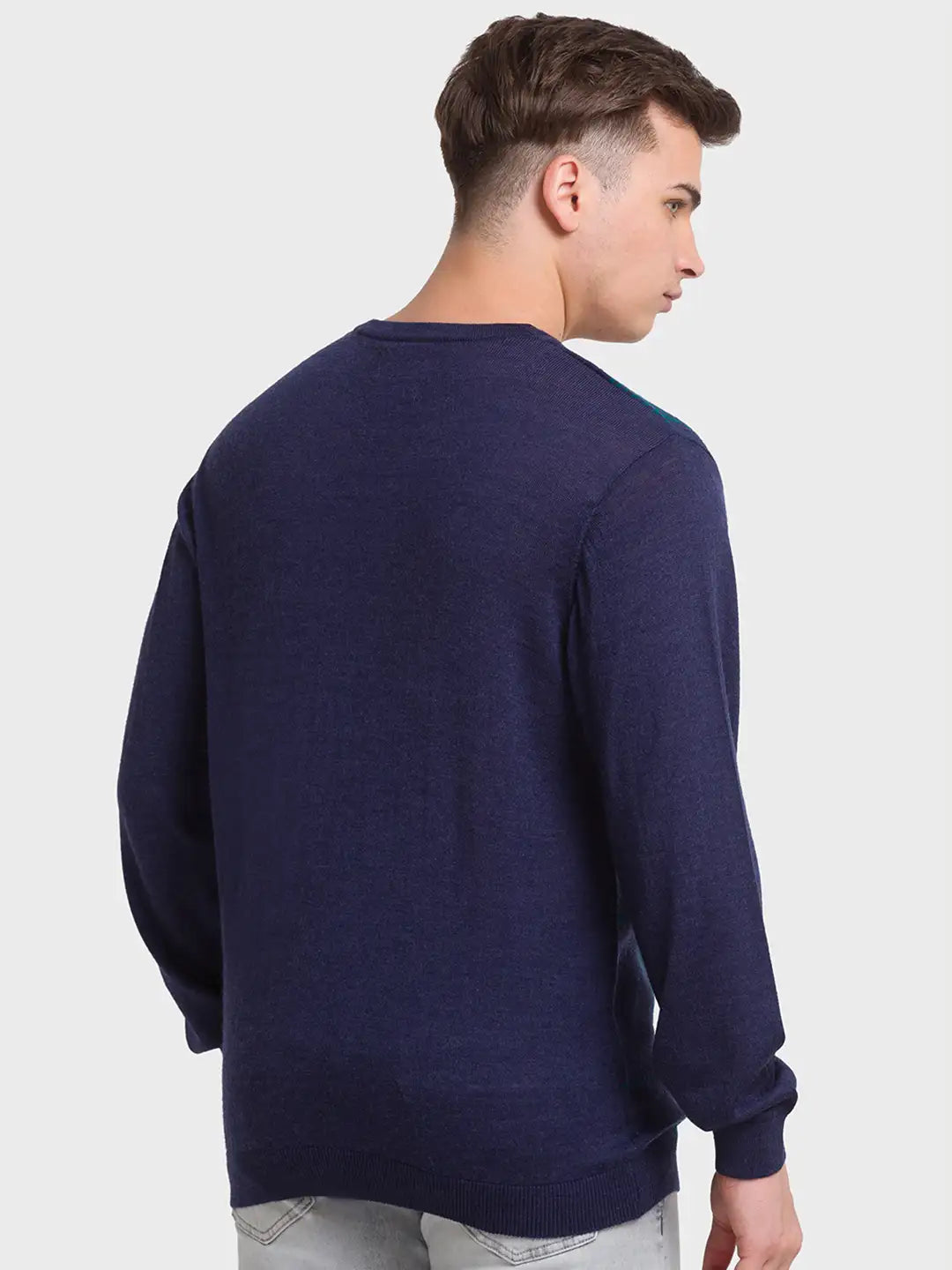 Men Tailored Fit Orange Sweater