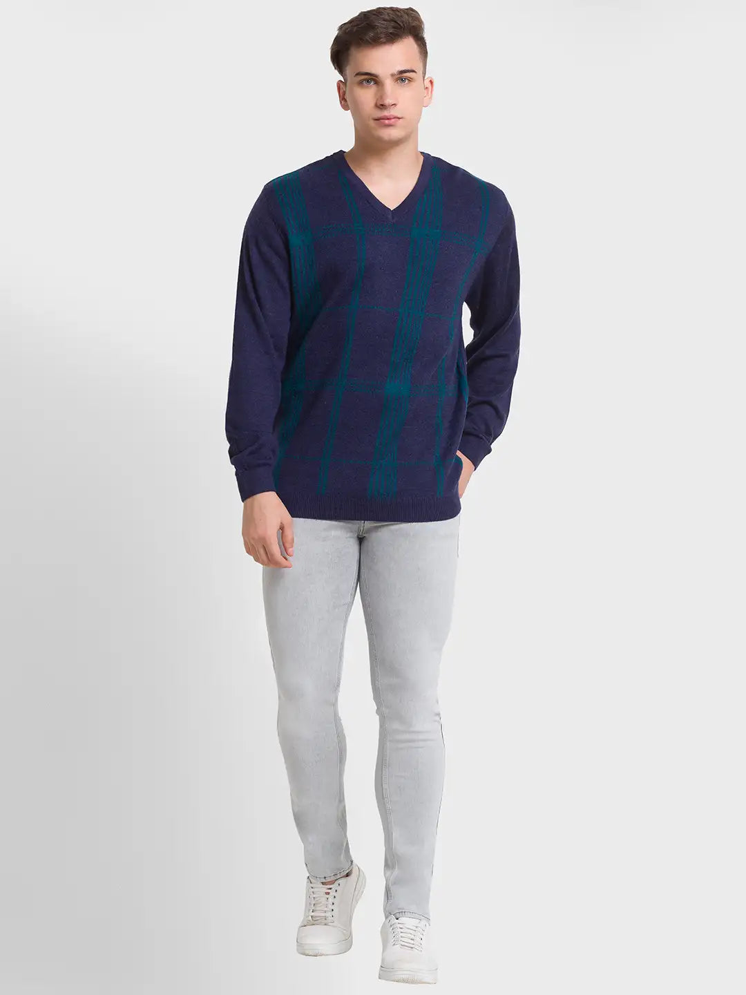 Men Tailored Fit Orange Sweater